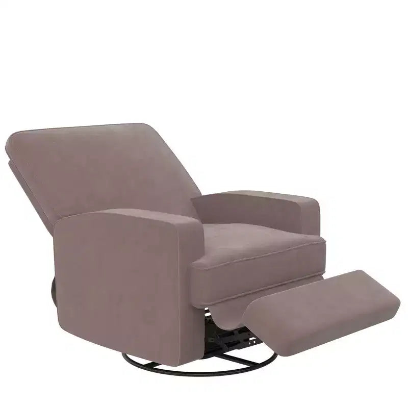 Poltrona Reclinabile Girevole, Twill Effetto Velluto Grigio, Girevole a 360°, Capacità 102 kg