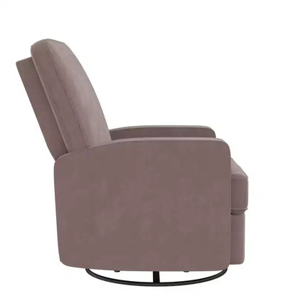 Poltrona Reclinabile Girevole, Twill Effetto Velluto Grigio, Girevole a 360°, Capacità 102 kg