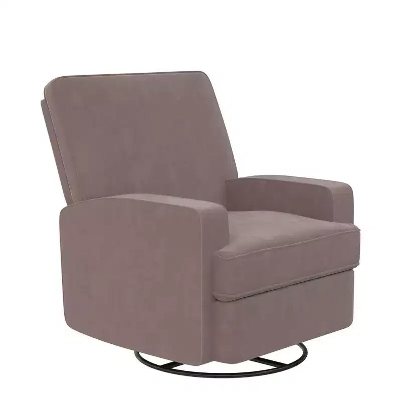 Poltrona Reclinabile Girevole, Twill Effetto Velluto Grigio, Girevole a 360°, Capacità 102 kg