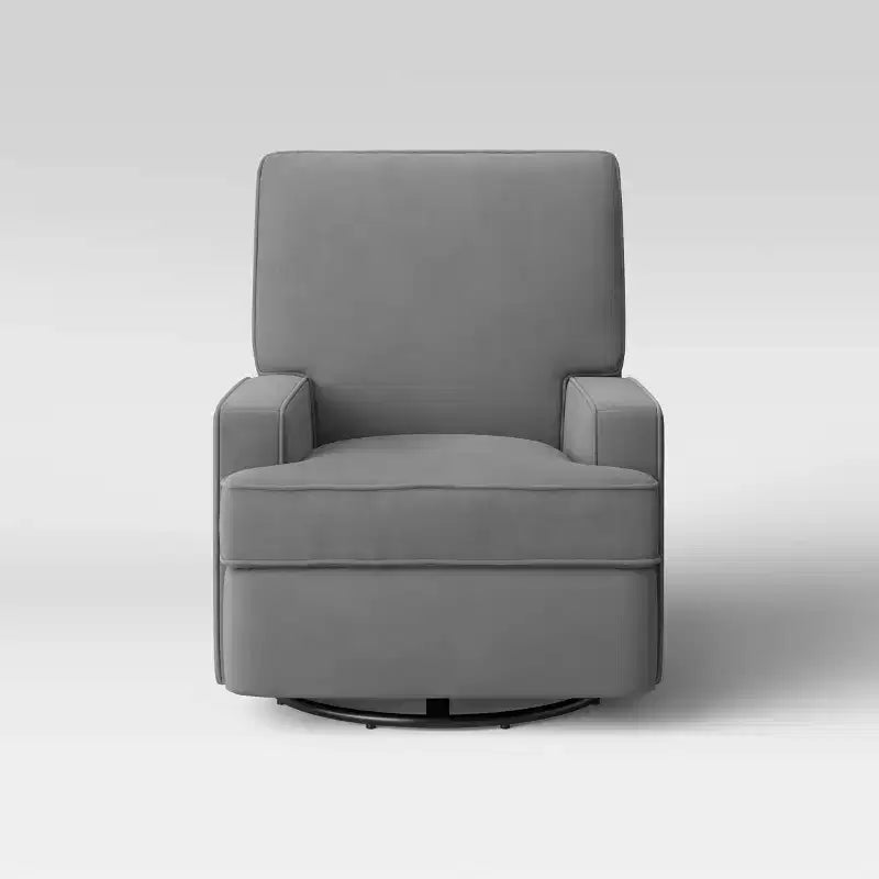Poltrona Reclinabile Girevole, Twill Effetto Velluto Grigio, Girevole a 360°, Capacità 102 kg