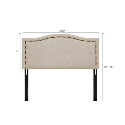 Testiera imbottita con borchie decorative color rame, struttura in compensato e gambe in metallo nero