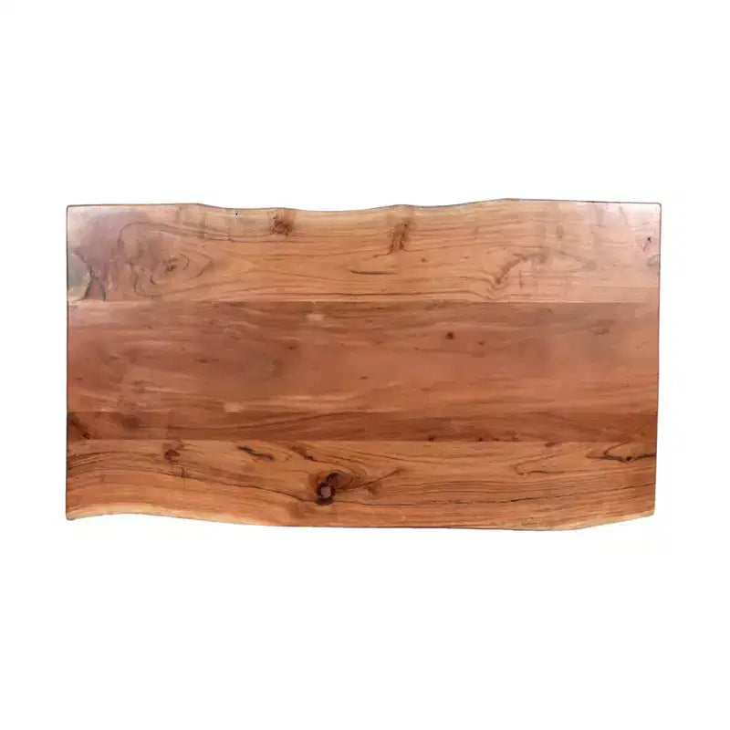 Tavolino da Caffè in Legno di Acacia Bordo Vivo con Gambe a Forcina in Metallo, Marrone Naturale, 42"W