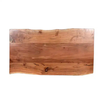 Tavolino da Caffè in Legno di Acacia Bordo Vivo con Gambe a Forcina in Metallo, Marrone Naturale, 42"W
