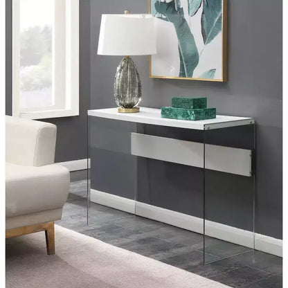 Tavolo Console Bianco da 44", Truciolato con Finitura Melaminica, Accento Moderno per Ingresso