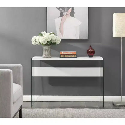 Tavolo Console Bianco da 44", Truciolato con Finitura Melaminica, Accento Moderno per Ingresso