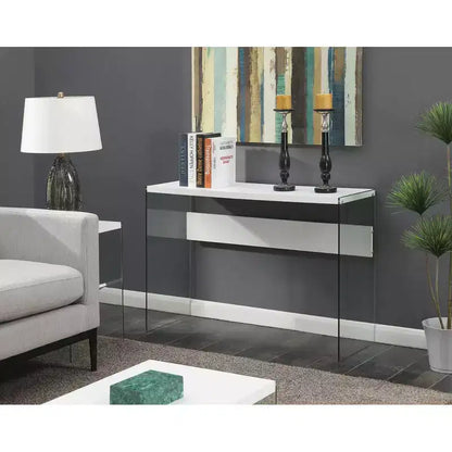 Tavolo Console Bianco da 44", Truciolato con Finitura Melaminica, Accento Moderno per Ingresso
