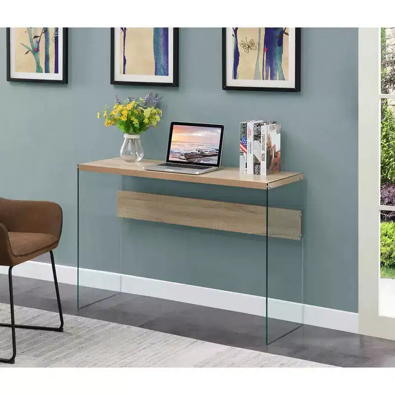 Tavolo Console Bianco da 44", Truciolato con Finitura Melaminica, Accento Moderno per Ingresso