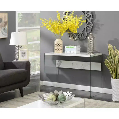 Tavolo Console Bianco da 44", Truciolato con Finitura Melaminica, Accento Moderno per Ingresso