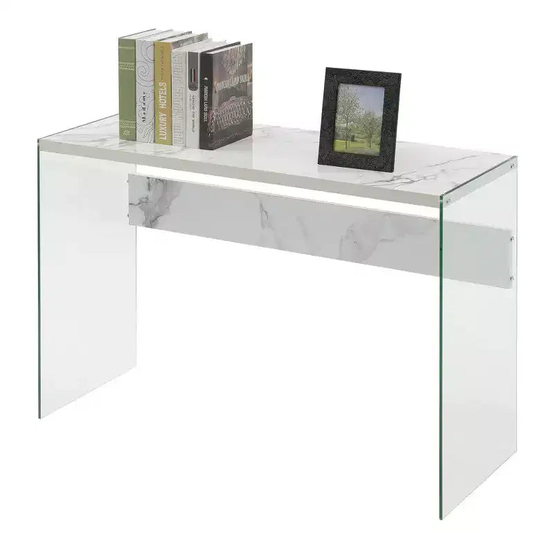 Tavolo Console Bianco da 44", Truciolato con Finitura Melaminica, Accento Moderno per Ingresso