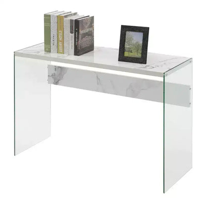 Tavolo Console Bianco da 44", Truciolato con Finitura Melaminica, Accento Moderno per Ingresso