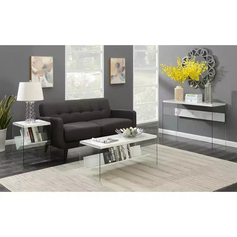Tavolo Console Bianco da 44", Truciolato con Finitura Melaminica, Accento Moderno per Ingresso
