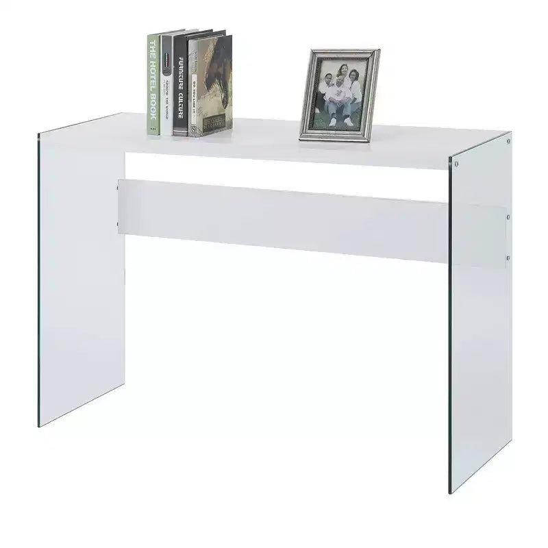 Tavolo Console Bianco da 44", Truciolato con Finitura Melaminica, Accento Moderno per Ingresso