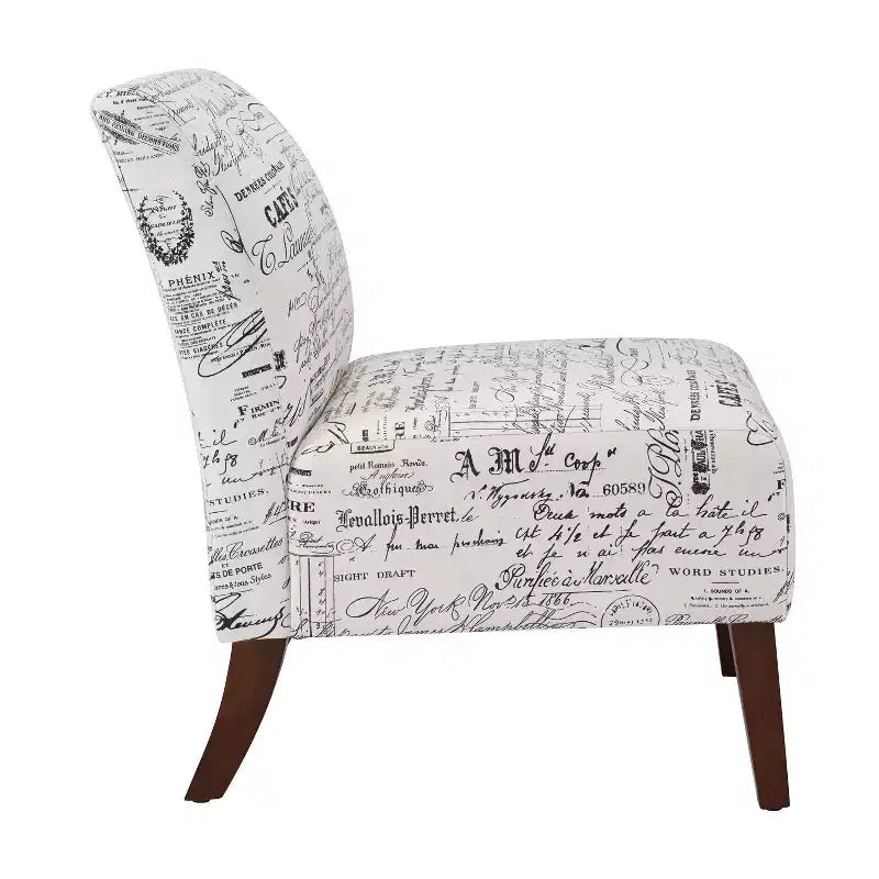 Poltroncina d'appoggio imbottita con stampa a farfalla in lino, gambe in legno di gomma, capacità 125 kg