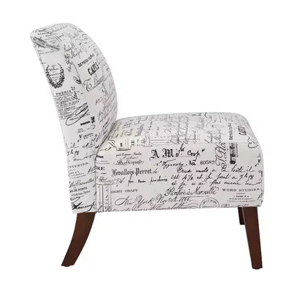 Poltroncina d'appoggio imbottita con stampa a farfalla in lino, gambe in legno di gomma, capacità 125 kg