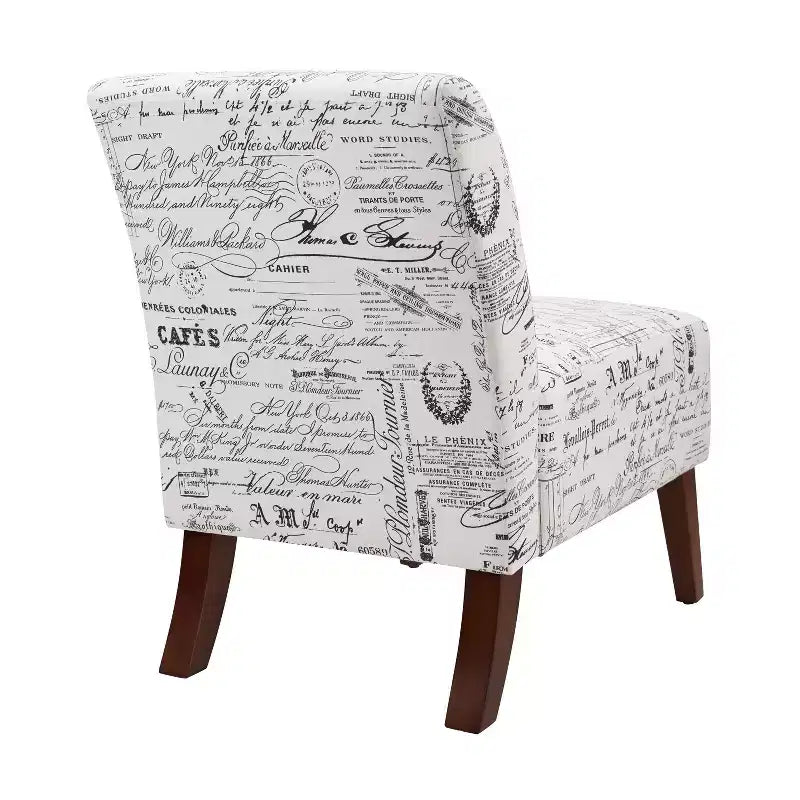 Poltroncina d'appoggio imbottita con stampa a farfalla in lino, gambe in legno di gomma, capacità 125 kg