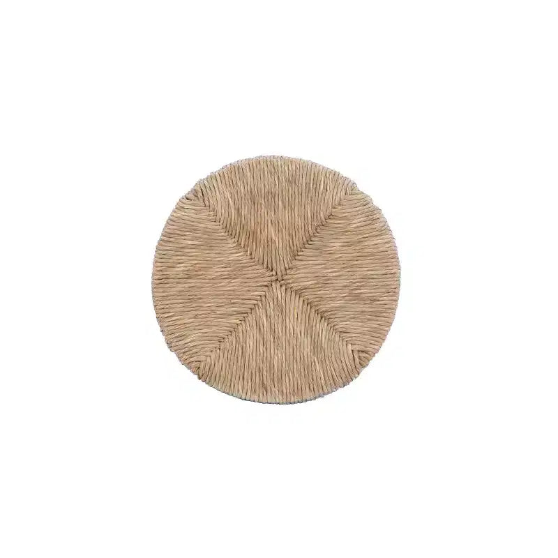 Sgabello da bar girevole senza schienale, altezza bancone 64,7 cm, seduta in vera paglia intrecciata, struttura in legno di caucciù