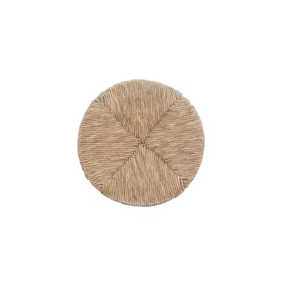 Sgabello da bar girevole senza schienale, altezza bancone 64,7 cm, seduta in vera paglia intrecciata, struttura in legno di caucciù
