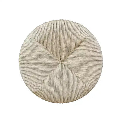 Sgabello da bar girevole senza schienale, altezza bancone 64,7 cm, seduta in vera paglia intrecciata, struttura in legno di caucciù